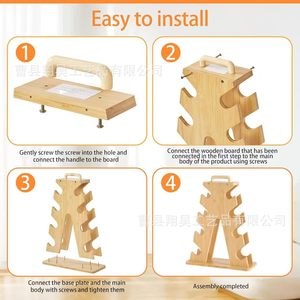 Wooden <b>Dumbbell</b> Rack 4 Layers Solid Wood Storage Organizer For Gym Workout Equipment Indoor Use - Product Image 5