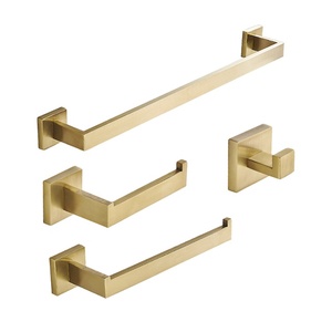 Nouvel ensemble de quincaillerie de salle de bain style barre dorée, porte-serviettes en nickel brossé pour hôtel - Product Image 1