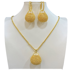 Cổ Điển Dubai 18K Mạ Vàng Của Phụ Nữ Trang Sức Set Xu Hướng Đám Cưới Cho Cô Dâu Hollow Vòng Cổ Đám Cưới Và Bông Tai Cho Đảng - Product Image 2