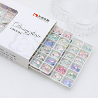 Kristal Warna-warni 3D untuk Seni Kuku, Rhinestone Potongan Kembang Api, Bentuk Telur Merpati, Bunga Es, Oval, Retak, Rhinestone Kuku Berujung Runcing