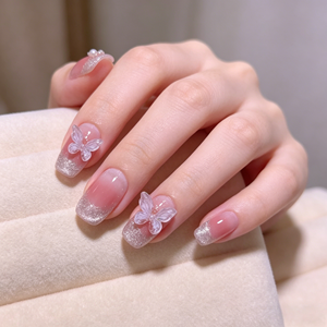 YZ 51 Faux ongles à presser faits main, <span class=keywords><strong>effet</strong></span> gel UV, transparents <span class=keywords><strong>effet</strong></span> glace, Aurore, Papillon, Œil de chat, Blush - Product Image 4