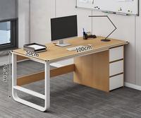 Mesa de ordenador de escritorio de oficina minimalista moderna con cajones, estación de trabajo ergonómica para personal de oficina en casa
