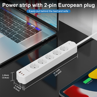 PUJIMAX Prise murale électrique européenne Prise de courant EU Multiprise 1.5m avec prise USB Type C Chargeur
