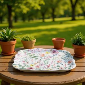 Piring Makan Kertas Motif Bunga yang Dapat Disesuaikan dengan Cetakan Pulp Kayu Mentah untuk Penggunaan Restoran Tersedia Berbagai Ukuran - Product Image 4