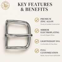 Boucle de ceinture en alliage de zinc argenté pour femme, électroplaquée et polie, en forme de D, accessoire métallique pour ceinture, idéale pour le remplacement DIY