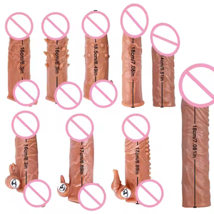 Silicone di alta qualità maschio pene Extender riutilizzabile TPE adulti giocattoli sessuali Mini pistola massaggio Dildos preservativi per gli uomini - Product Image 1