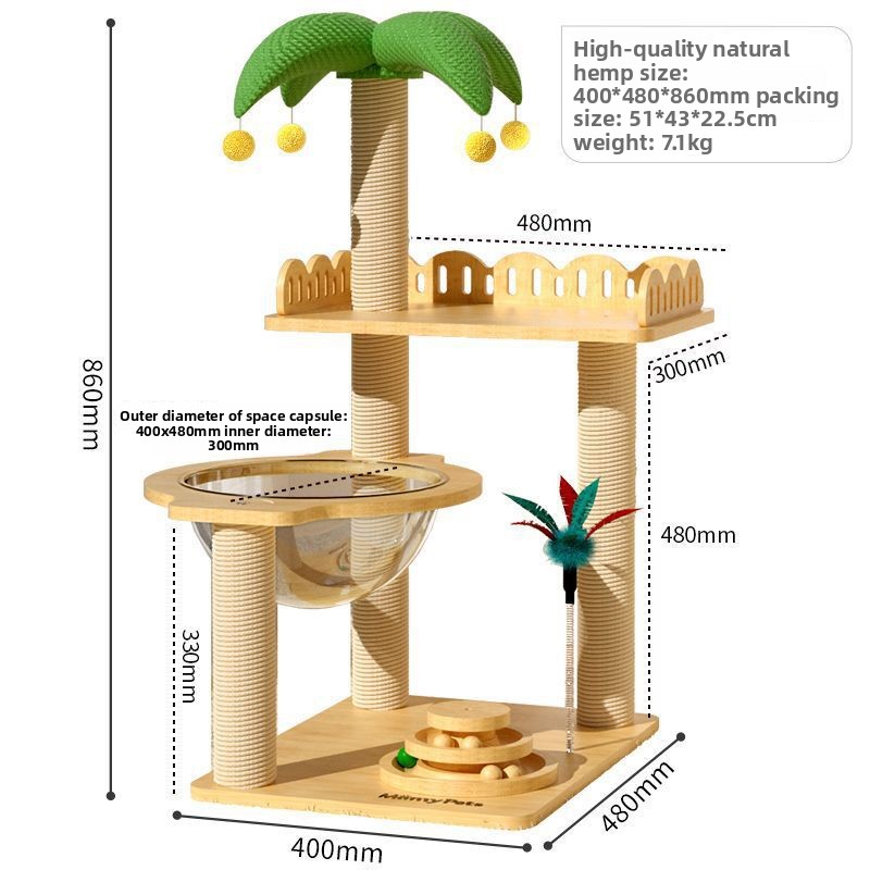 Green Coconut Tree World City [Cat Scratch Post Style]