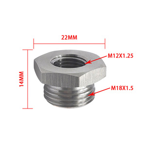 ตัวลดขนาดเกลียวสแตนเลส 303 ผลิตด้วยเครื่อง CNC จาก M18x1.5 เป็น M12x1.25 พร้อมแหวนซีลทองแดง สำหรับระบบของไหลในรถยนต์ - Product Image 5