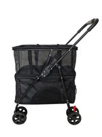 Poussette multifonctionnelle à double couche, grande capacité, pliable, imperméable, portable, 4 roues, métal durable