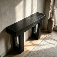 Table de porche en bois massif de style Wabi-sabi, table de porche nordique antique, table étroite d'entrée rétro, table longue