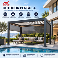 Pergola motorisée en aluminium avec lames orientables et stores latéraux, OEM ODM, taille personnalisée, résistante aux intempéries
