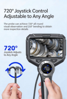 Endoscope industriel articulé 1080P, diamètre 6,2 mm/6,5 mm, sonde articulée à 4 voies, angle d'articulation de 120°, écran LCD IPS de 4,3 pouces