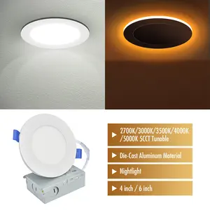 6 Pack 6 Inch 6CT Etl Ultra Thin Recessed Ceiling Downlight Dimmable Panel Light