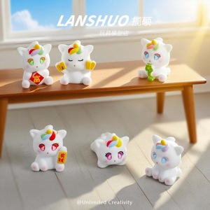 Lanshuo Porte-clés miniature poney porte-bonheur 3D en résine plastique, ornement de bureau, accessoire DIY - Product Image 4