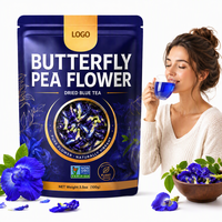 Teh Bunga Kacang Kupu-kupu Biru Alami Murni, Langsung dari Pabrik, Custom, MOQ Rendah, Menenangkan, Menyegarkan, Teh Herbal Sehat dalam Kemasan Sachet