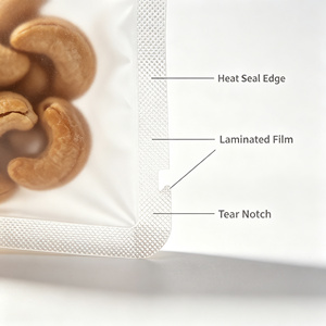 Sachet en plastique transparent refermable personnalisé avec fermeture éclair, emballage LDPE pour noix et en-cas - Product Image 6