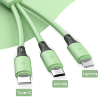 Cable de Carga USB 3 en 1 OEM de 1.15m, Cable de Carga Rápida de Silicona Líquida de 2.4A para iPhone, Samsung, Xiaomi, Teléfonos Móviles Android
