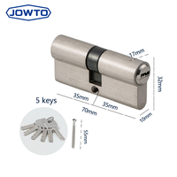 Serrure de porte double cylindre en laiton brossé de haute qualité, antivol, avec vis de sécurité, 5 clés, construction durable pour portes intérieures