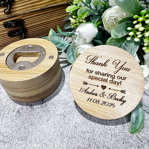 مخصصة الخيزران كوستر الثلاجة سلسلة المفاتيح جولة الديكور هدايا الزفاف شخصية المغناطيسي خشبية فتاحة زجاجات البيرة للضيوف - Product Image 3