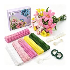 <b>Soft</b> Chenille Fuzzy <b>Wire</b> Craft Kit for DIY Educational Projects and Creative Fuzzy <b>Wire</b> Decorative Flower Art Creations - Product Image 1