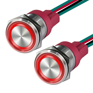 Stainless Steel Aluminum <b>Latching</b> <b>Push</b> Button Switch 16mm 19mm 22mm IP65 Waterproof LED Ring Illuminated 12V 15A - Product Image 1