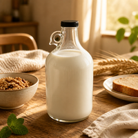 Bouteille en verre transparente à large ouverture de 4000 ml avec poignée, bouteille à jus réutilisable de 1 gallon avec bouchon à vis, vente en gros