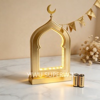 Décoration LED Ramadan Superwin 2027, ornement en forme de mosquée en bois pour la décoration de table à domicile pour l'Aïd Moubarak