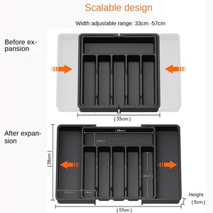 Sự lựa chọn vui vẻ mở rộng nhựa PP khay đồ dùng mở rộng dao kéo ngăn kéo hộp lưu trữ cho nhà bếp sử dụng tiêm kỹ thuật - Product Image 3