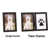 Cadre photo commémoratif pour animaux de compagnie en verre et bois avec empreinte de patte DIY, urne pour cendres de chien ou de chat