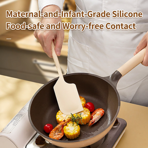 Spatule à pâte en silicone de qualité alimentaire, lame large avec noyau en acier inoxydable pour la pâtisserie, les gâteaux et la préparation culinaire - Product Image 2