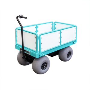 Chariot électrique à 4 grandes roues pour le sable, chariot à main, chariot de transport, chariot de décharge extérieur, chariot de plage robuste - Product Image 1