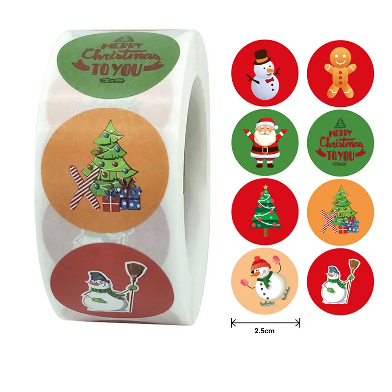 Adesivo Rolo Cartoon Natal Santa Elk Etiqueta De Embalagem Adesivo para Ano Novo Xmas Embalagem Adesivos Presente