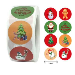 Rollo de pegatinas de dibujos animados Navidad Santa Elk embalaje etiqueta adhesiva para Año Nuevo Navidad embalaje pegatinas regalo