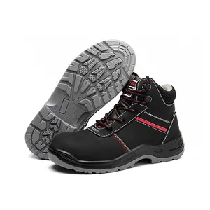 EN ISO 20345 Nubuck COURO GENUÍNO Aço Toe Mid Cut Construção Confortável E Leve Sapatos de Segurança do Trabalho