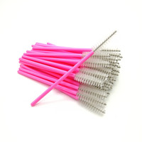 Brosse à cils rose brosse à cils en plastique baguettes de mascara 50 pièces/sac brosse à sourcils cosmétique