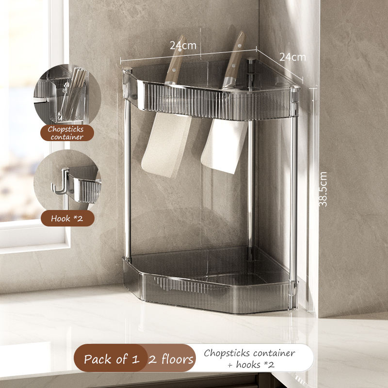 Noir 2 étages + conteneur baguettes + crochet * 2