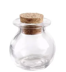 Round Shape Mini Clear Glass DIY Gift Craft Bottles with cork dropper