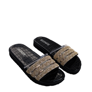 Pantofole Casual a punta aperta da donna per la luce estiva comode da Slip on sandali piatti <span class=keywords><strong>oro</strong></span> nero scarpe all'ingrosso della fabbrica - Product Image 4