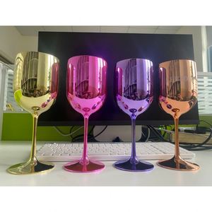 Electroplating Plating Shiny Wholesale Popular Plastic Champagne <b>Wine</b> <b>Goblet</b> Custom Gold Plastic <b>Wine</b> Glass <b>Goblet</b> - Product Image 2