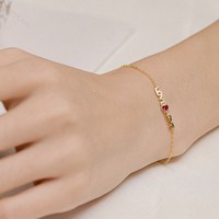 Dylam – pendentif Unique en lettres d'amour et d'amour avec Zircon rouge, Bracelets simples en argent Sterling 925 pour filles