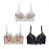 Bra Tanpa Tali Belakang Berenda Hitam, Lingerie Seksi Deep V, Bralette Tipis Bernapas, Pakaian Dalam Wanita