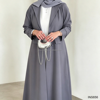 Abaya élégante de style blazer, ouverte, pour femmes musulmanes, grise, Dubaï