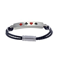 Bracelet en cuir avec cordelette Poker Spade Club