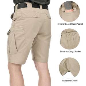 Archon IX7 Casual Cargo <b>Shorts</b> for <b>Men</b>-Elastic Waist Pleated Front Zipper Closure Lightweight Dacron Fabric Youth Fashion - Product Image 4