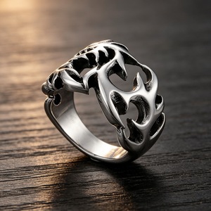 Breiter Gerillter Strukturierter Bandring für Männer Gebürsteter Edelstahl Casual Hochzeits-Fingerring - Product Image 2