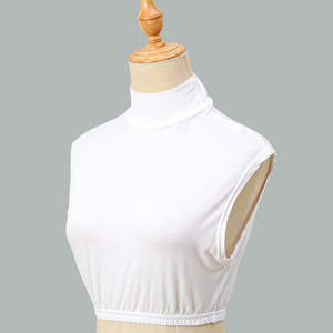 Nouvel arrivage de faux col en jersey de couleur unie pour femme musulmane à ourlet élastique - Product Image 5