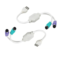 Adaptador de Cable Convertidor de Joystick de 2 Puertos D1376, Dongle USB a PS2 para Teclado/Ratón Dual Hembra para PC