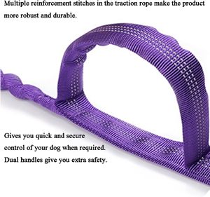 Tali anjing taktis besar, tali traksi mewah <span class=keywords><strong>Bungee</strong></span> dua pegangan tahan ledakan reflektif elastis nilon poliester untuk luar ruangan - Product Image 2