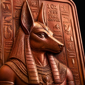 Tarjeta Coleccionable de Metal con Relieve 3D Personalizada de Mitología <span class=keywords><strong>Egipcia</strong></span>, 1 oz, Cobre Fino .999, Anubis Faraón, Tarjeta de Regalo de Recuerdo - Product Image 2