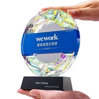 Trophée HBL en métal et résine, nouveau design, cristaux colorés, formes géométriques, impression UV, trophée pour les récompenses d'entreprise